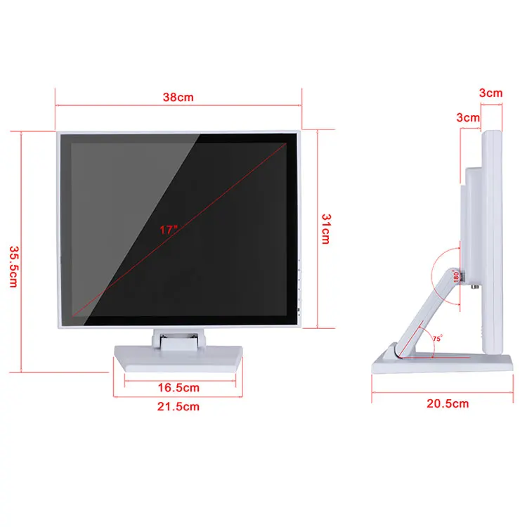 
Wholesale High Quality 1280*1024 17 Inch VGA HD USB AV Input White Color Monitor 
