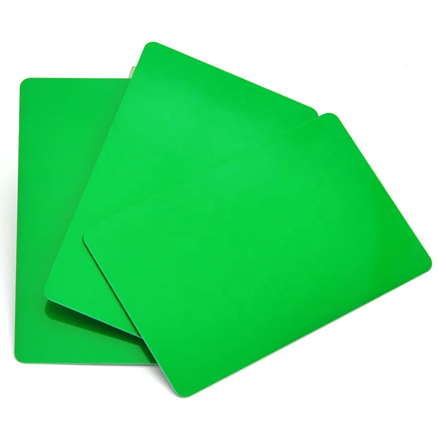 HQ CR80 Plastic Blank Plain Green PVC Card with factory price
