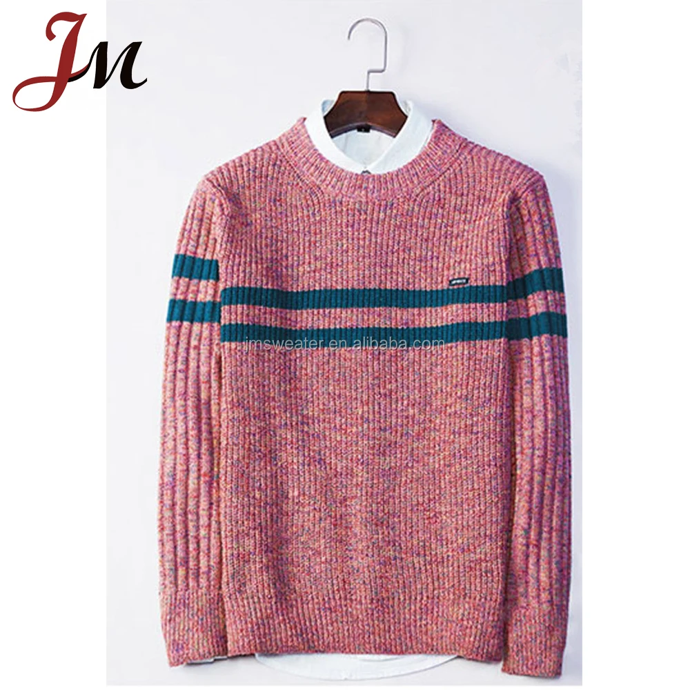 OEM Striped woollen sweater Flat Knit Ribbed Trims 7GG Pullover Men Sweaters Brand Man Casual Top Sweater men