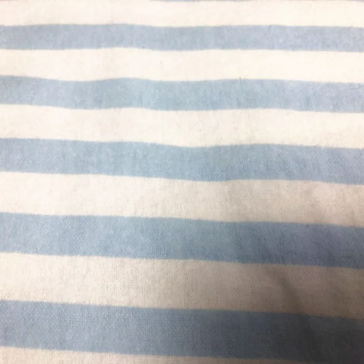 Wholesale 100% cotton blue white stripes flannel printed fabric