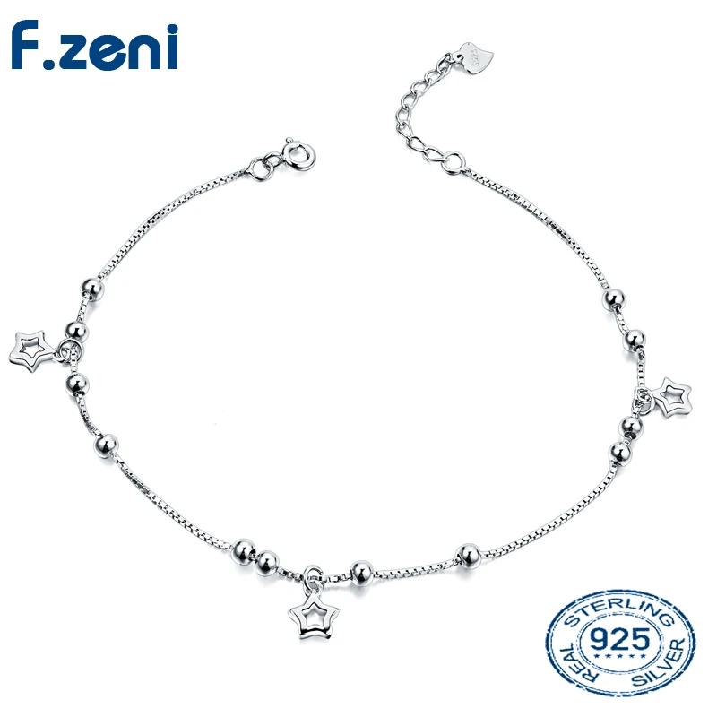 Adjustable Dainty 925 Sterling Silver Body Jewelry Round Beads Lucky Star Foot Chain Beach Anklet Custom