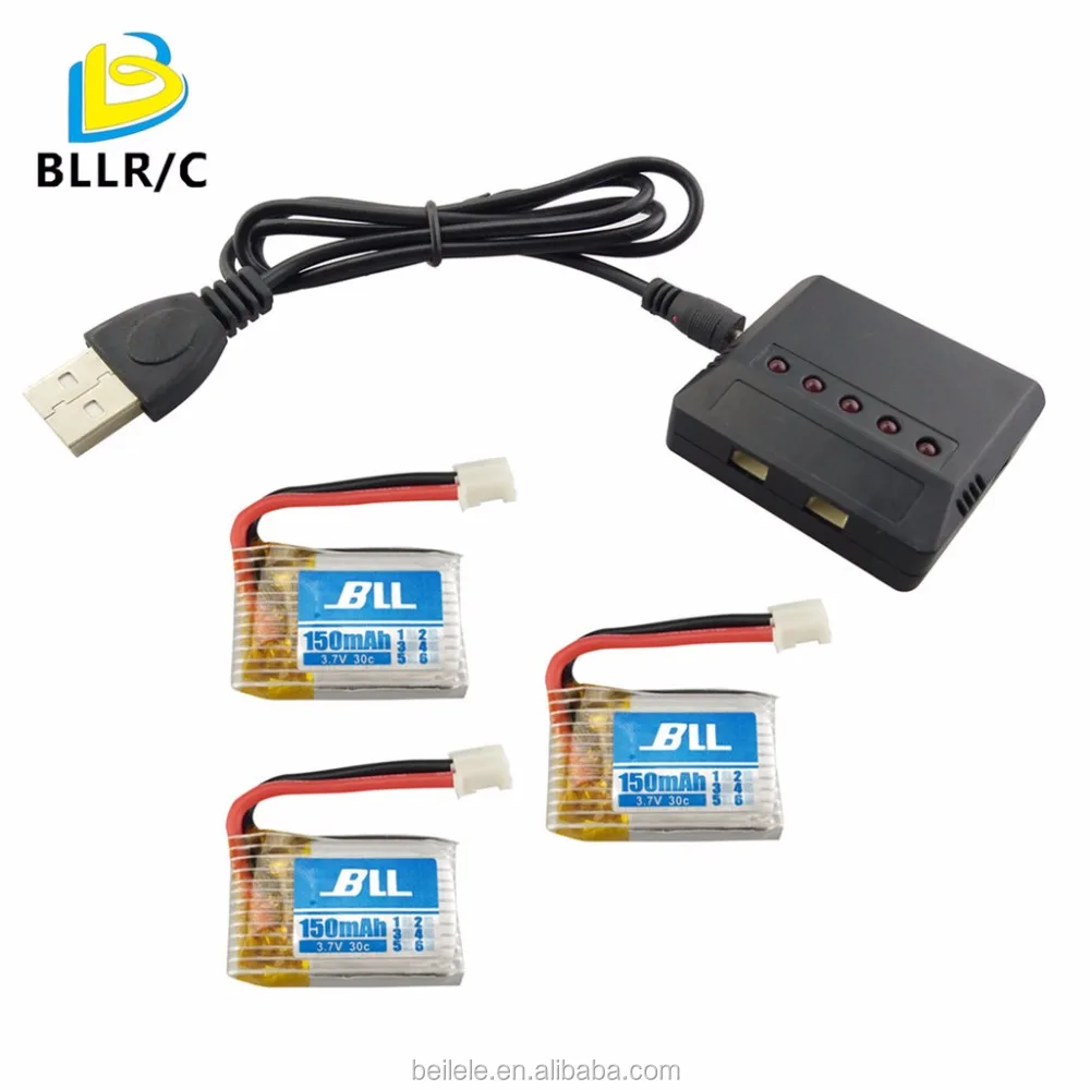 3PCS 3.7V 150mah rechargeable lipo battery and 5 in 1 battery balanced charger for E010 E011 E013 JJRC H37 RC battery