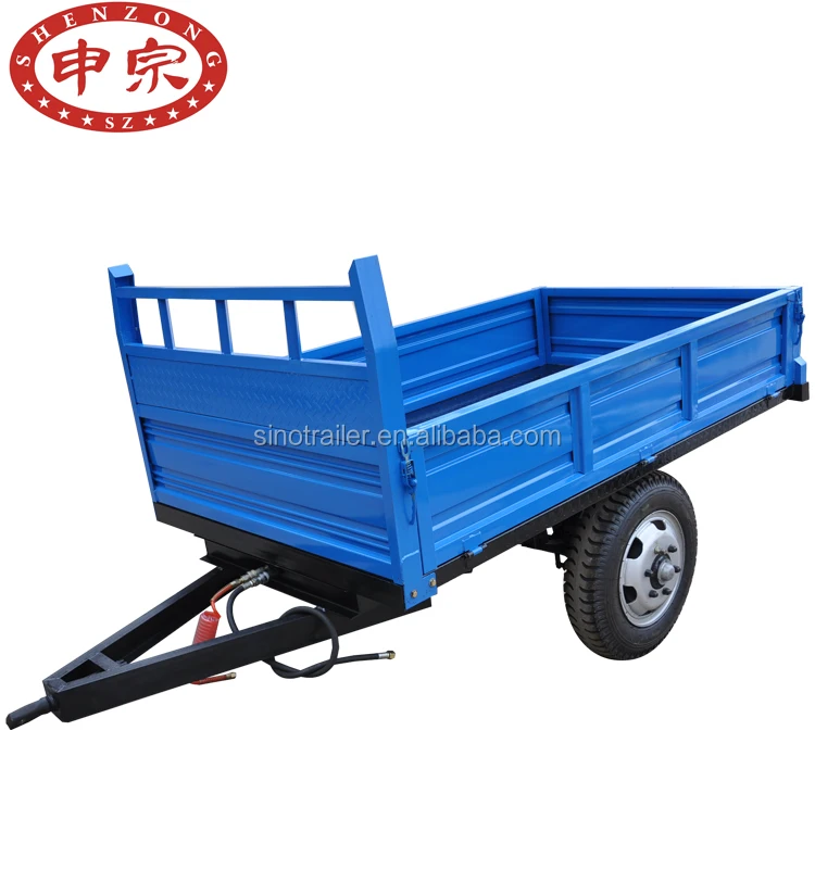 simple 2 tons single axle 2 wheels tractor trailer on wheel