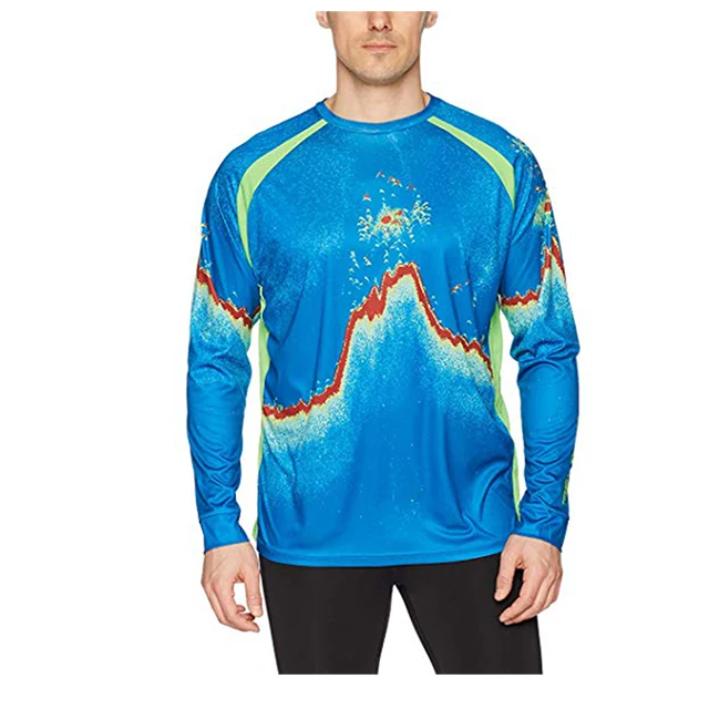 Мужские быстросохнущие рубашки из микрофибры с длинным рукавом и сублимационным принтом UPF 50, новый дизайн 2018