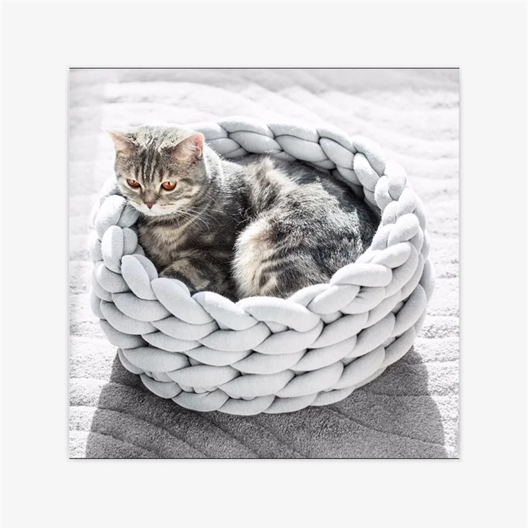 
Super Chunky Round Funny Pet Bed Arm Knitting Cotton Tube Design Nest Cat Bed 
