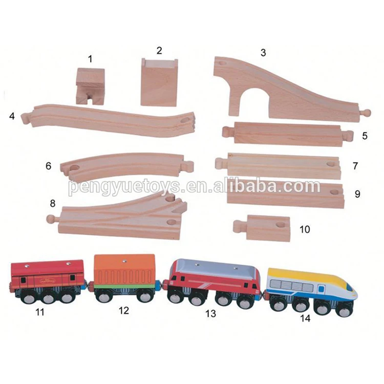 wooden vehicle toys railway train set