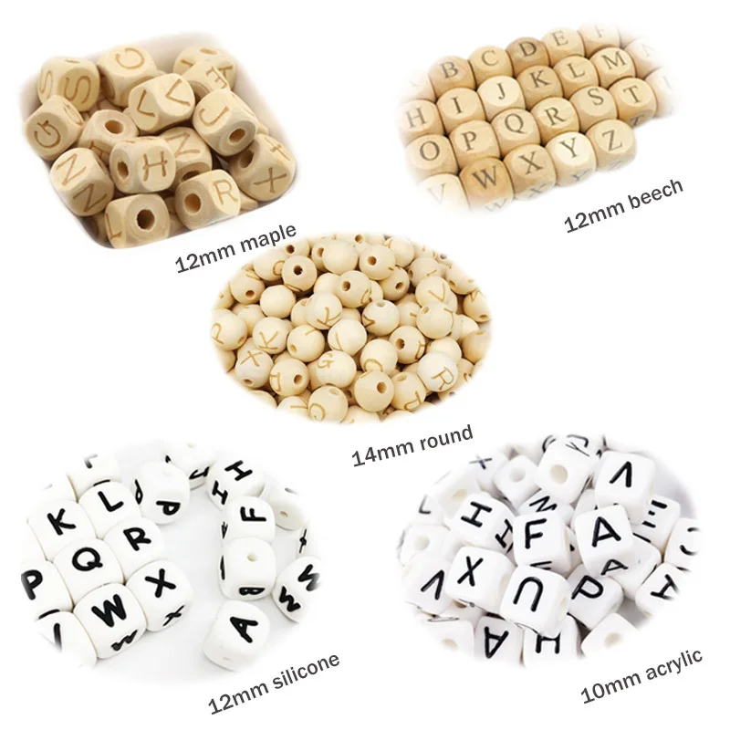 14mm DIY Name Small Wooden Alphabet Custom Personalized Engraved Beads