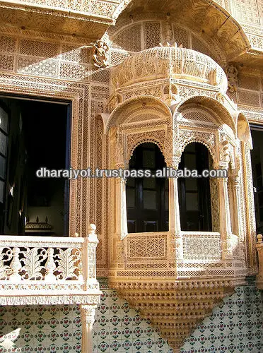 Желтый песчаник античный дизайн Jharokha