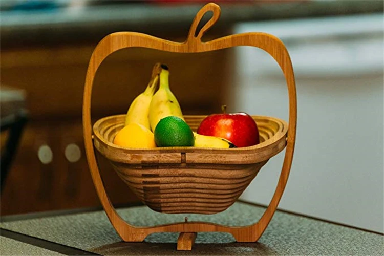 Hot Sale Creative Folding Natural Fruit Basket Bamboo