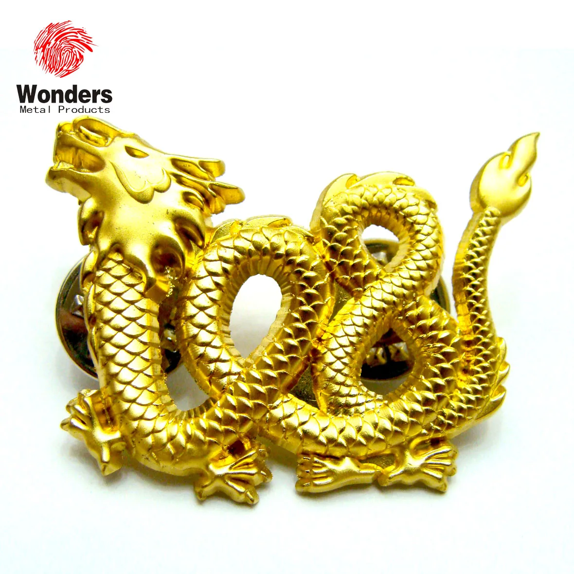 2024 Golden 3D Chinese dragon metal badge lapel pin