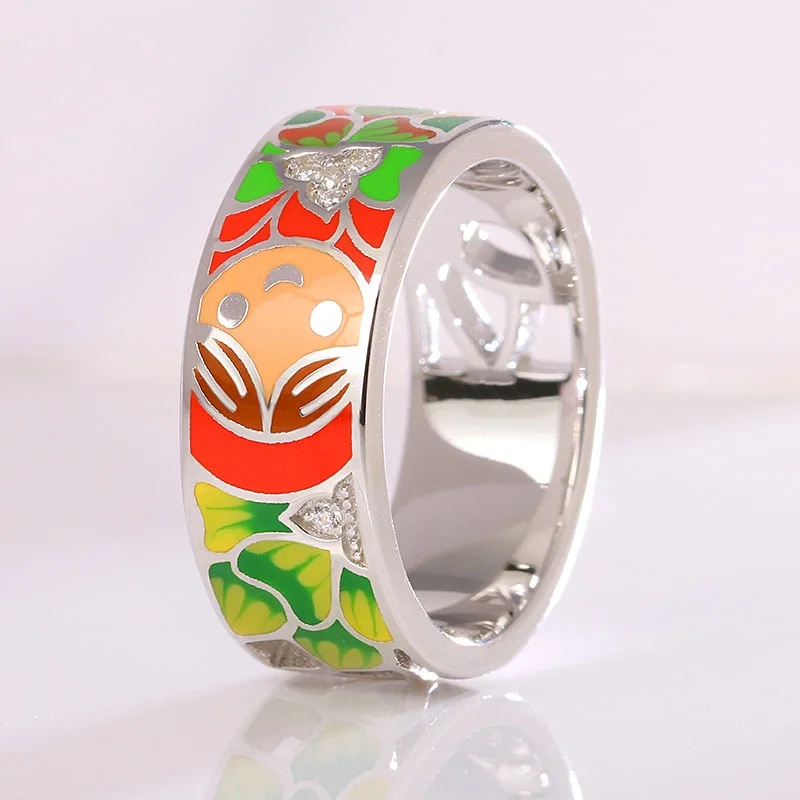 custom gold ring with the enamel silver ring jewelry cloisonne 2018