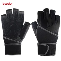 Boodun  leather Weight Lifting Training Gym Women Men Fitness dumbbell gloves