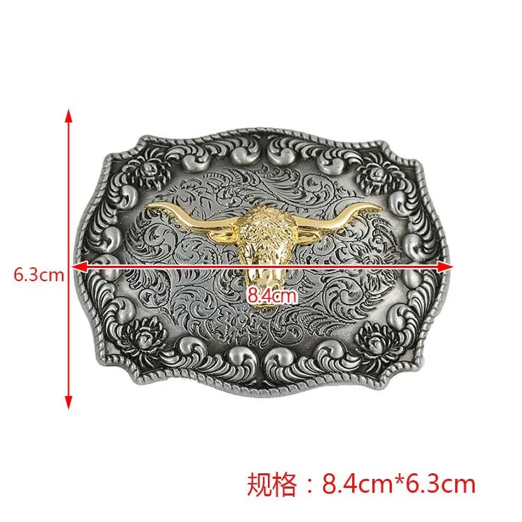 40mm bull head two colors 3D western belt buckle vintage,custom 3D belt buckle vintage