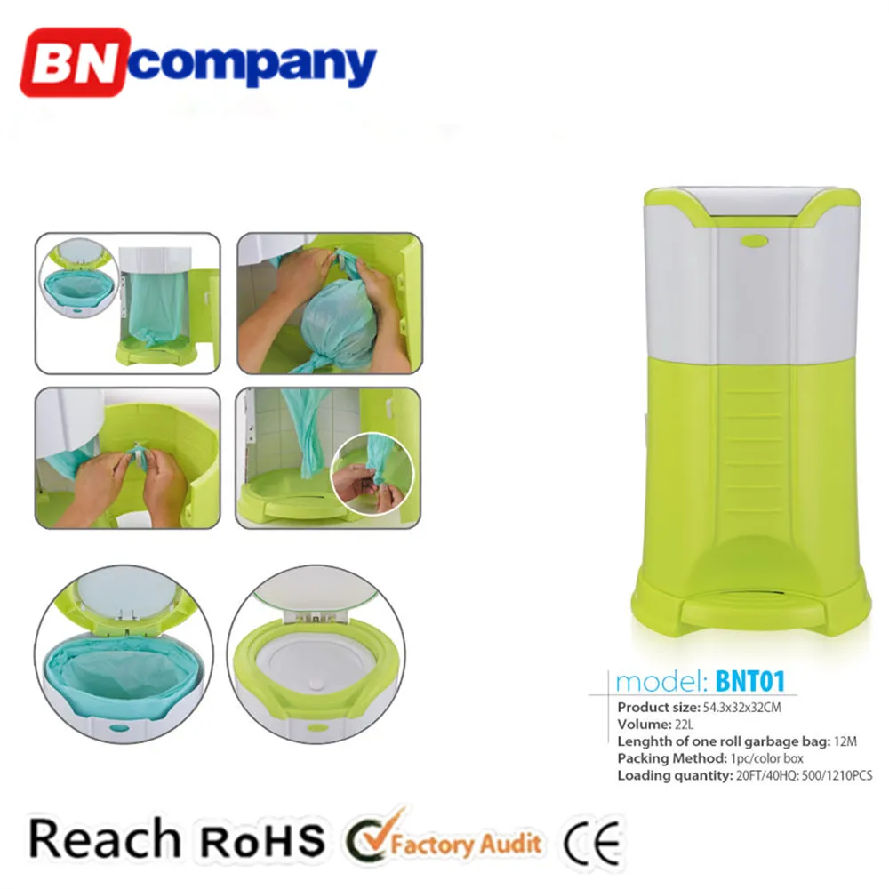 Big Size With 12 Meter Garbage Bags ABS Plastic Dustbin Pedal Trash Can