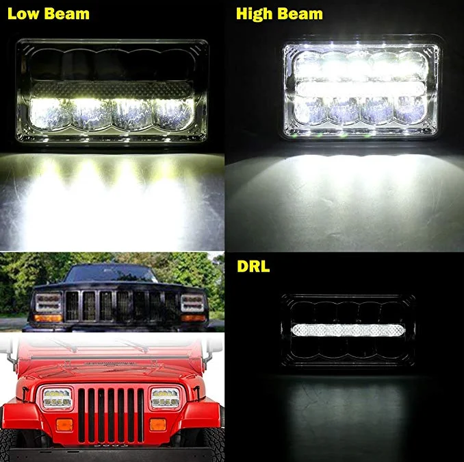 For Kenworth truck offroad 4x6' led halo headlight for Freightliner Peterbilt h4 car led light bulbs accessories