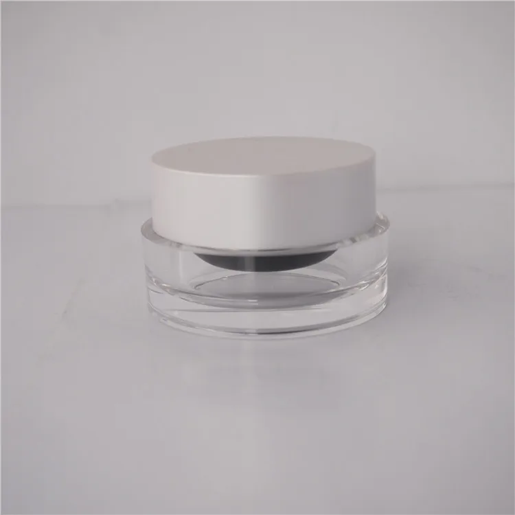 
China manufacture pearl white frosted empty acrylic facial cream containers with silver lid colored plastic jar 