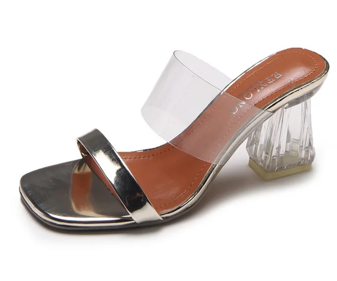 New design western summer flat PU footwear high heel woman fashion sandals