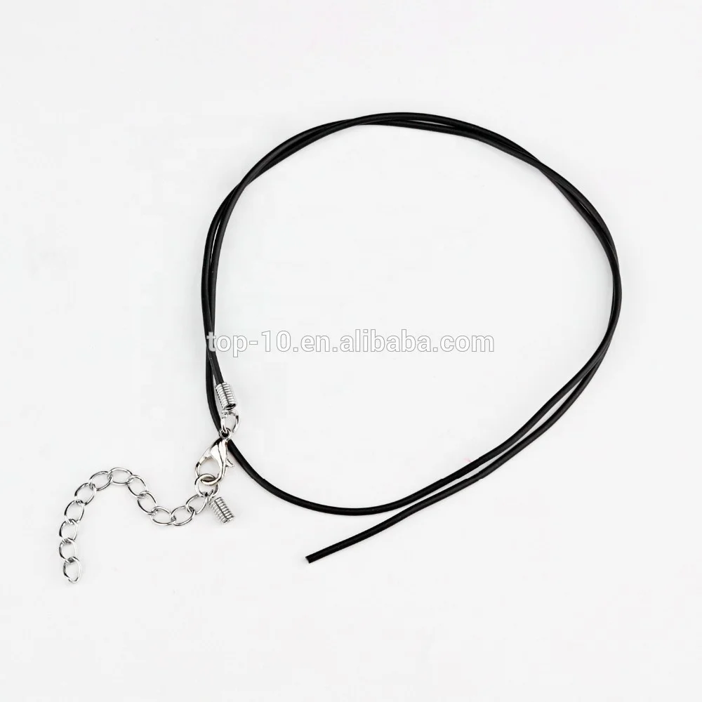 2019 Wholesale Hot Sale Simple Black Leather Chain Necklace Cord 2 Size With Stainless Steel Lobster Clasps Extender Unisex Gift