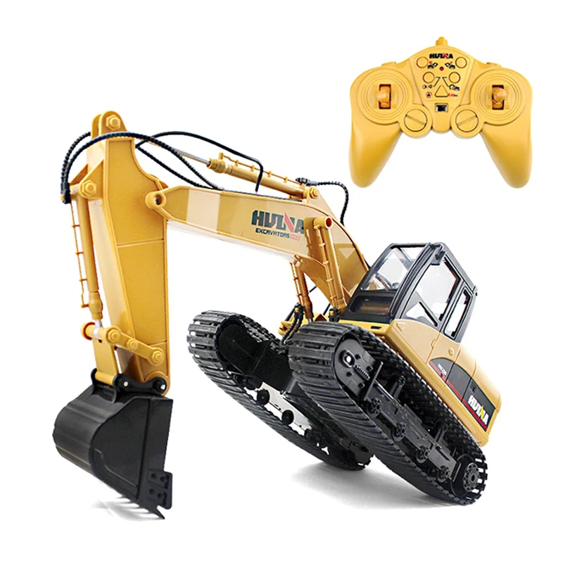 Top selling 2.4G 15ch 1:14scale Rc Excavator alloy car HuiNa1550 metal mechanical digger truck