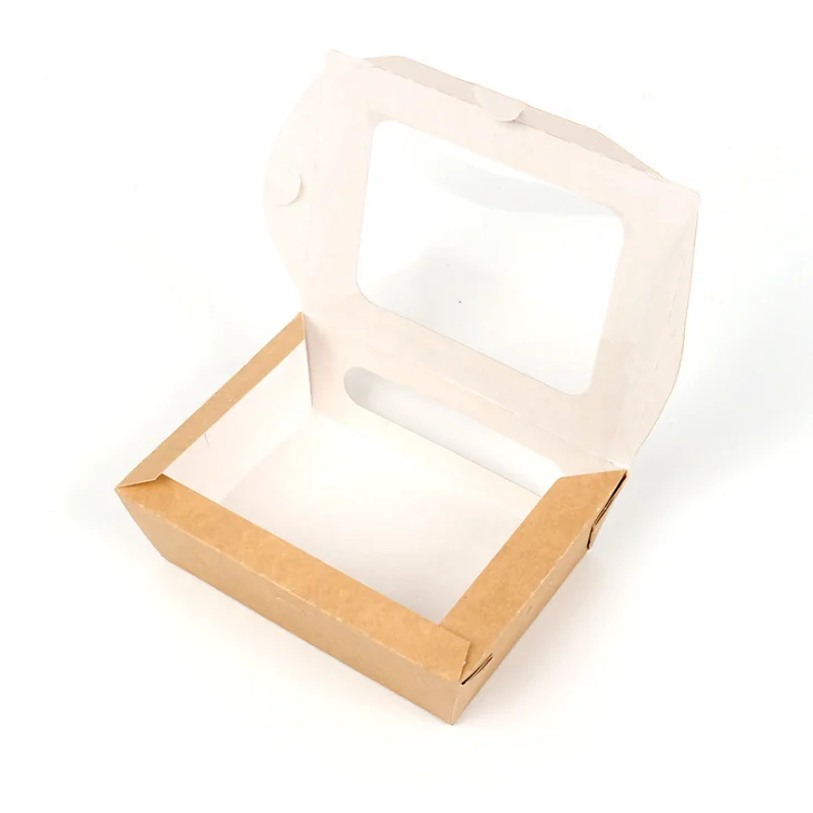 Custom open window kraft paper croissant/sandwich packaging boxes