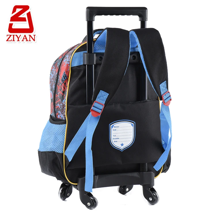 2024Quanzhou Factory OEM Kids 4-Wheel Rolling Backpack Fire-Truck Designed School Trolley Bags Colorful Incredible Girls Made PC