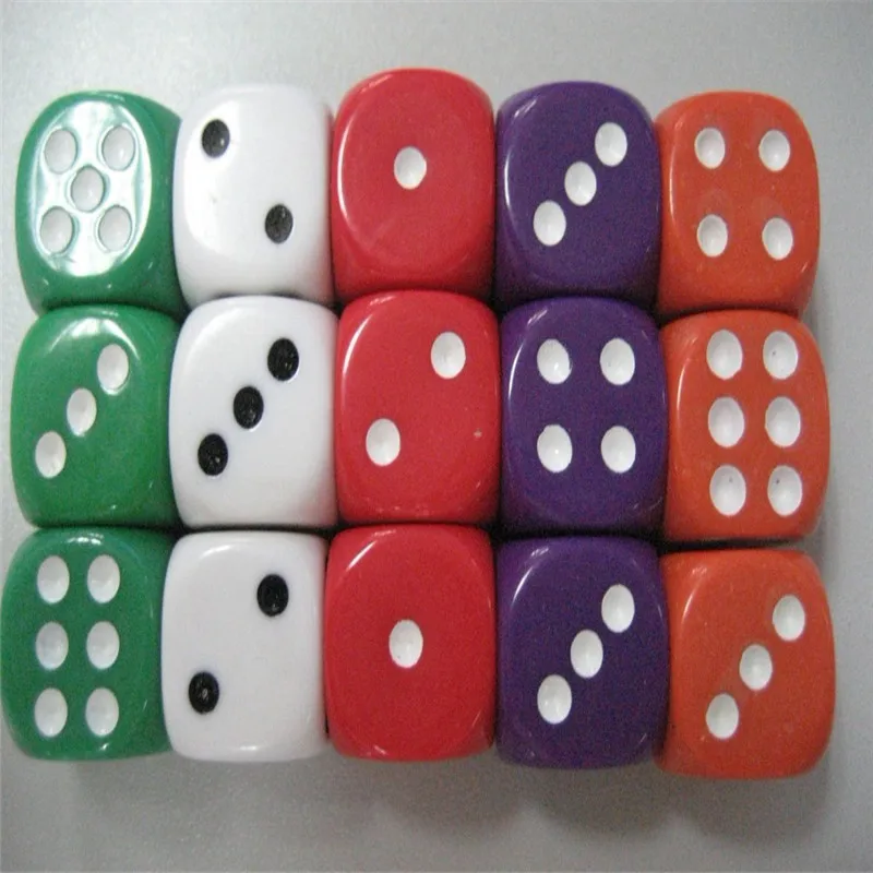 Best Promotion 16mm Multicolor Acrylic Round Corner Dice 6 sided Die Portable Table Games Dice
