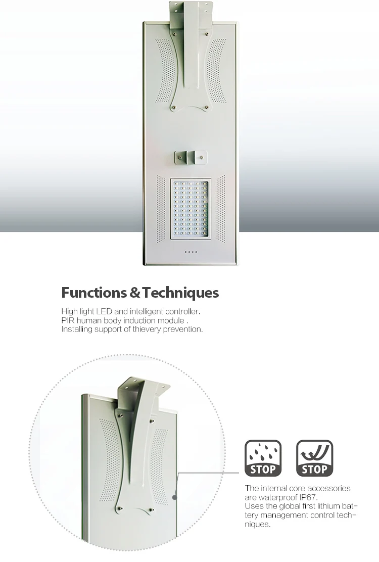Factory price powered led luminaire panel solar street light 50w