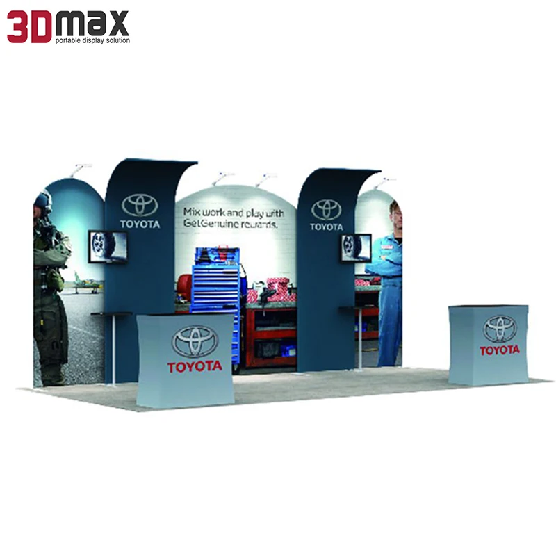 advertising foldable expo exhibition tension fabric photo backdrop booth design 3mx3m frame