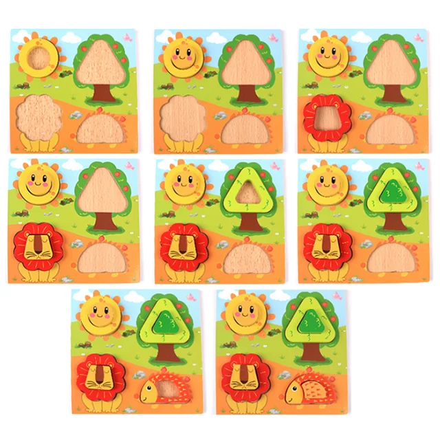 4 Designs Jigsaw Puzzle Cartoon Animation Kids 3D Wooden Puzzles Toys