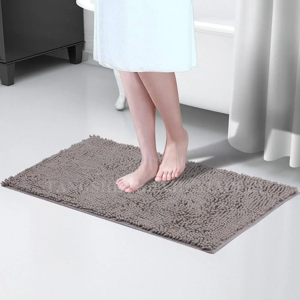 
Non-slip TPR machine washable chenille bathroom rug pad carpet shower microfiber bath mat for tub 
