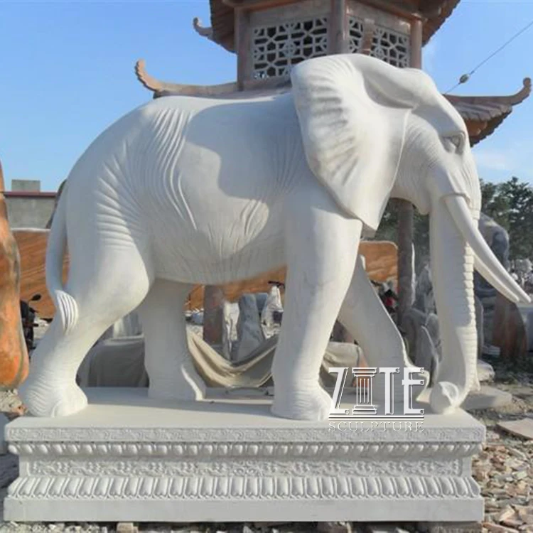 Asian Life Size Garden Outdoor White Large Big Marble Elephant Statue