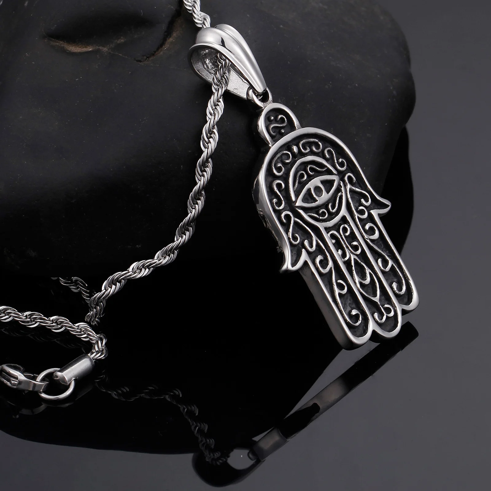 Guangzhou Wholesale Jewelry Accessories Fatima Hand of God Pendant Necklace For Men