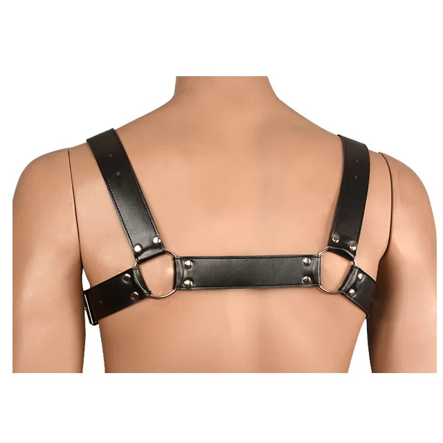 Мужской нагрудный ремень Bulldog, черная кожа, 4 ремня, двусторонний Мужской комплект для связывания
