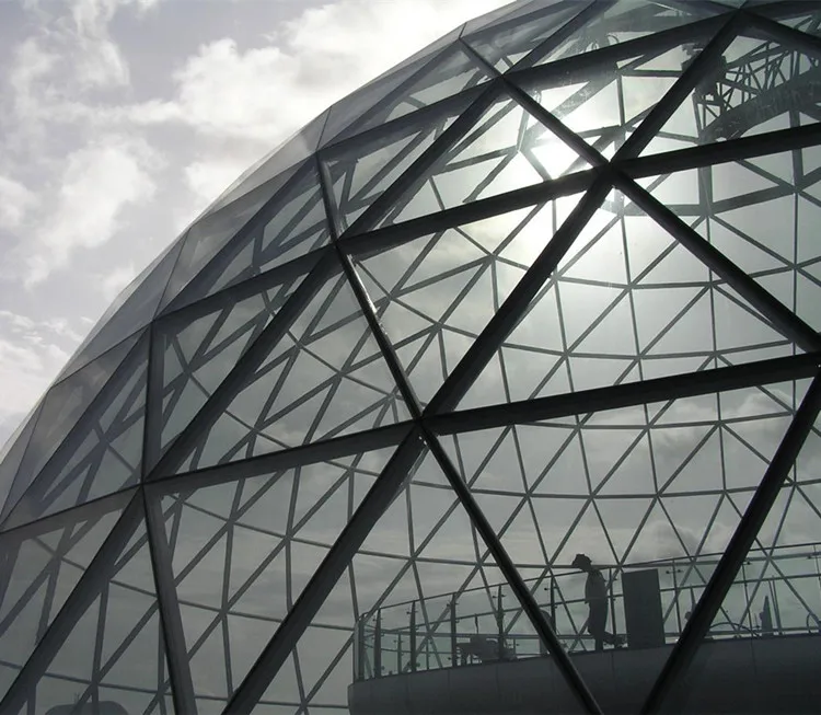 Curved Space Frame Glass Roof Design Structural Steel Shed
