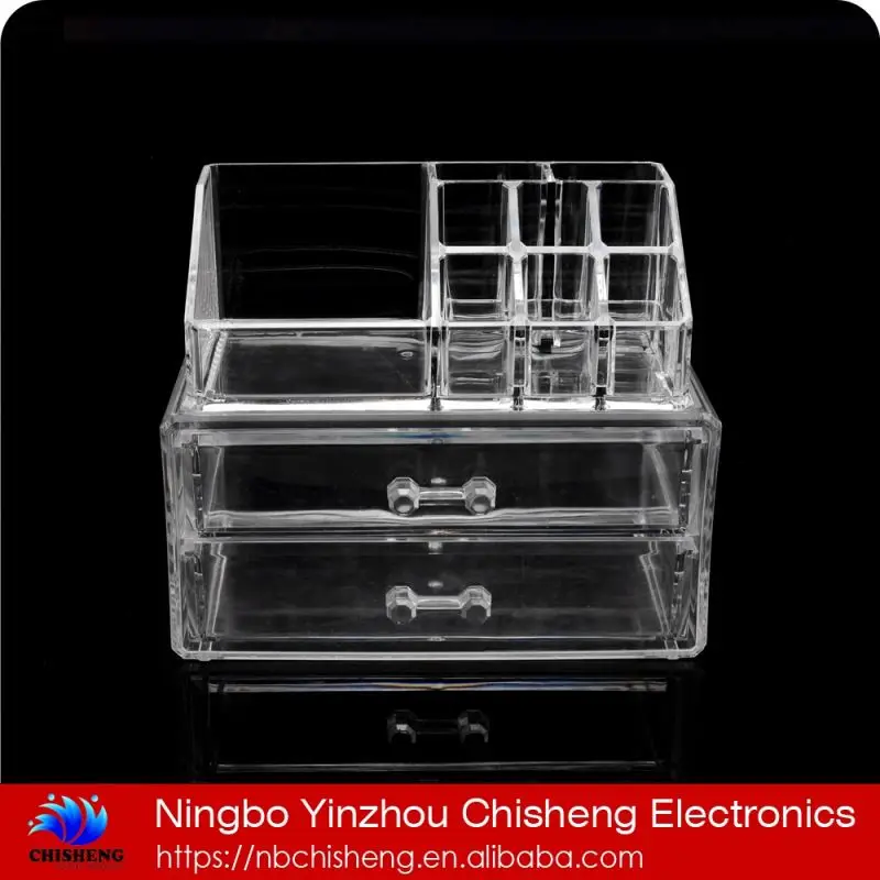 original manufacturer hot selling acrylic makeup cosmetic organizer with 2 drawers