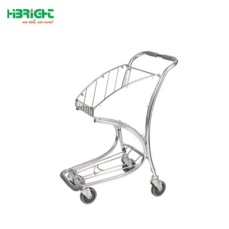 aluminum hand brake airport luggage cart with 3 wheels
