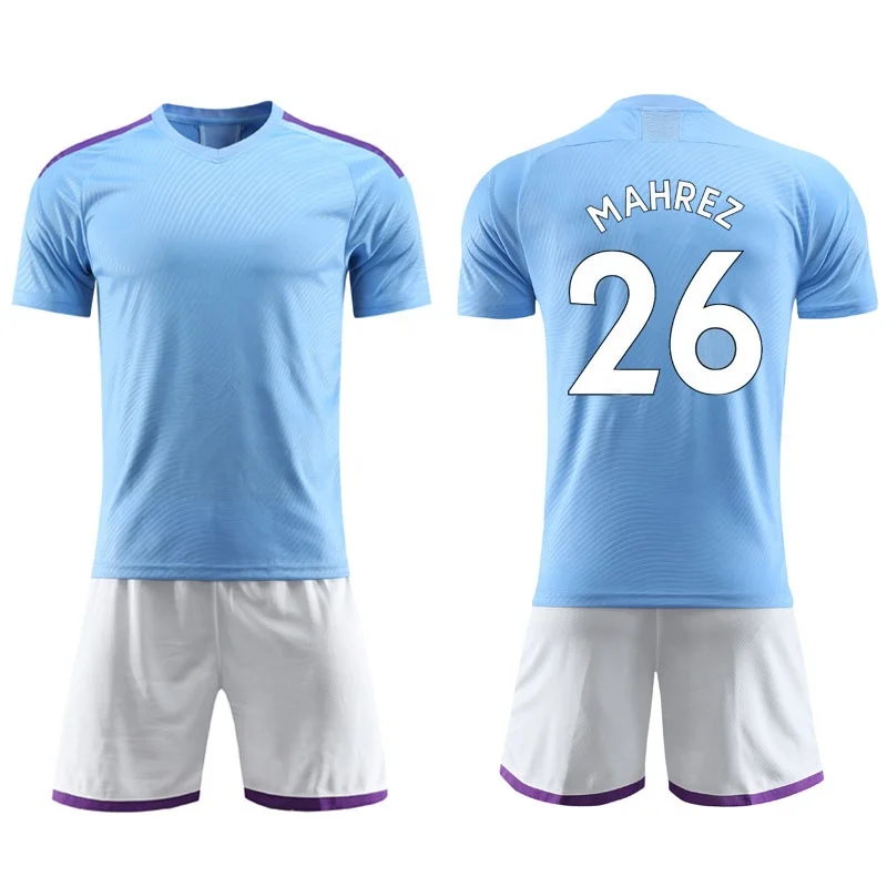 Custom 2019 Club New Design Cheap Man Football Jersey Blue City Soccer Uniform Kit
