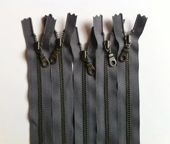 
Antique Silver Metal Donut Pull Zippers - Gun Metal Gray zipper 