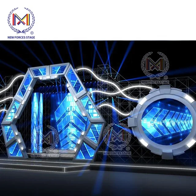 Aluminum Led Stage truss lights Mobile Wedding stage decoration Portable Stage Poduim Lighting effect