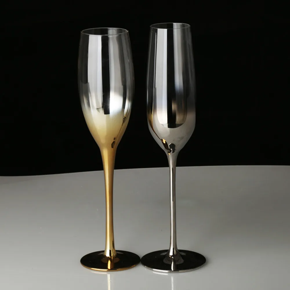 
Set Of 2 Hand Blown Electroplating Custom Wedding Cristal Flute Champagne Glass 