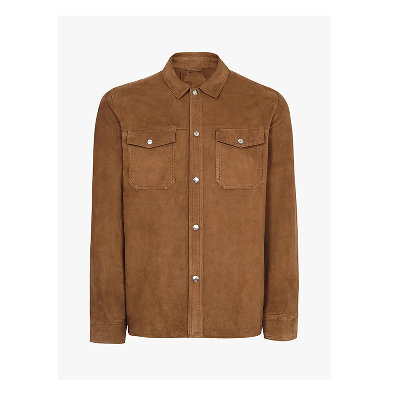 Big mens jacket Wholesale Spring Autumn Casual Solid old fashioned buttons down faux suede jacket  for tall men