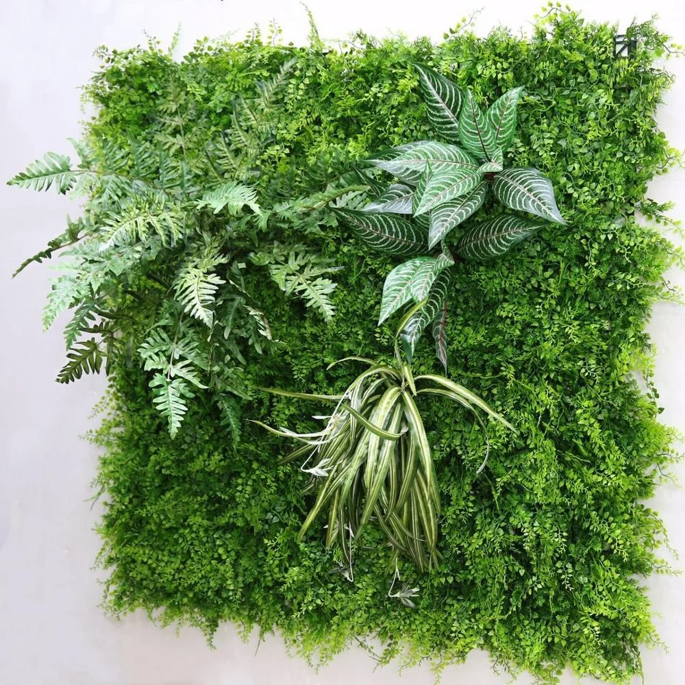 Устойчивы к ультрафиолетовому излучению 3D эффект для дома и улицы Декор пышные папоротники ковер искусственные зеленые стены Смешанные завода панель с травами 100X100