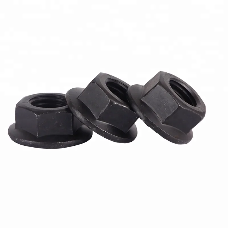 M4 M6 M16 Black Oxide Carbon Steel Hex Flange Nut DIN6923