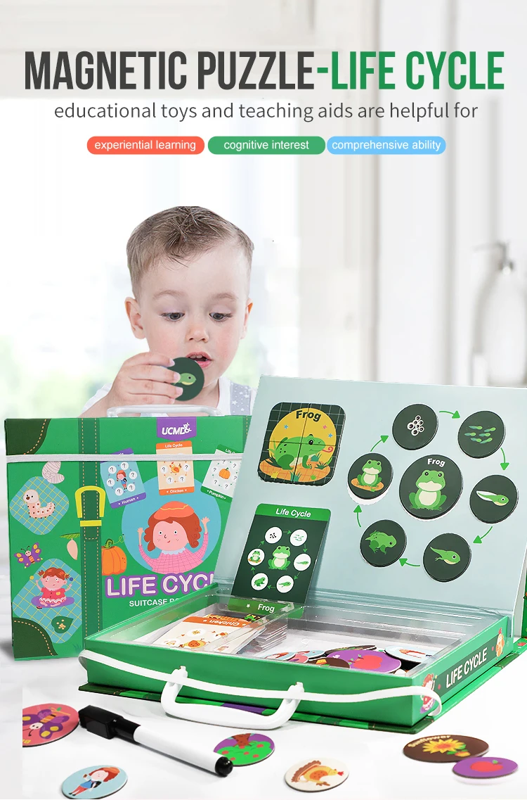 2021 new life cycle education toys for children brain training puzzle magnetic puzzle