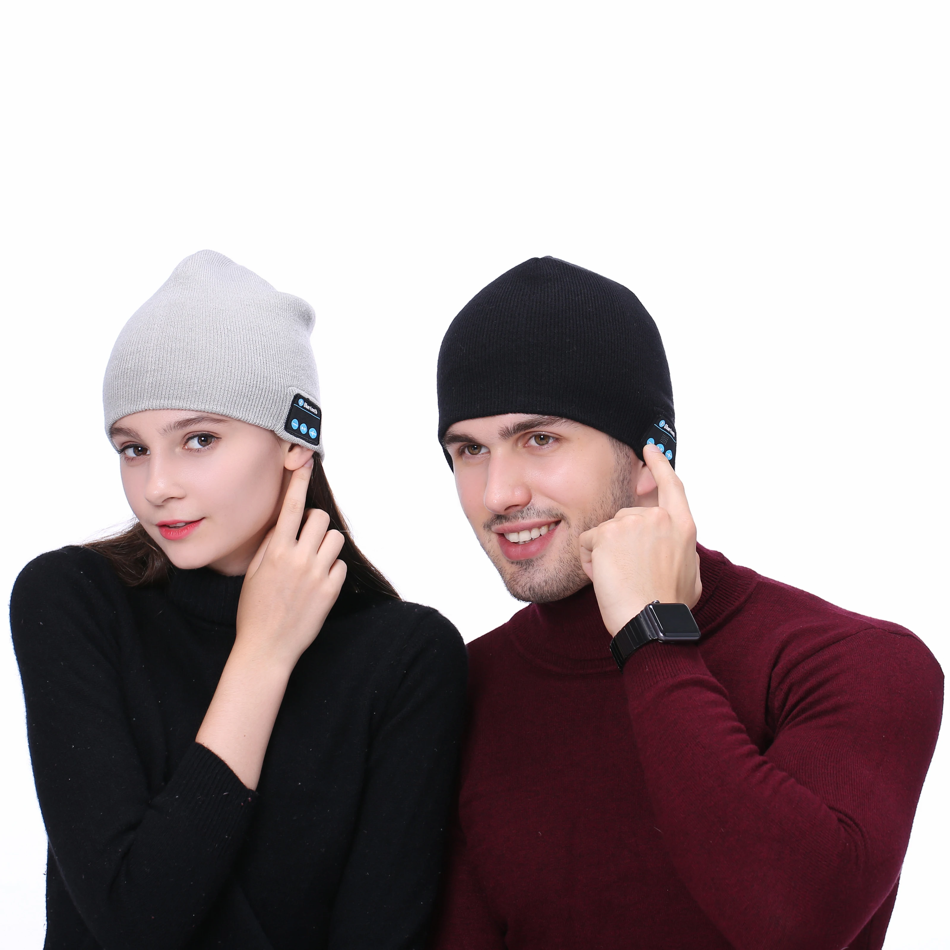 
On Sale 2018 Christmas Amazon Fashion Wireless Warm Headphone Music Running Promotion Custom Knitted Hat Beanie 