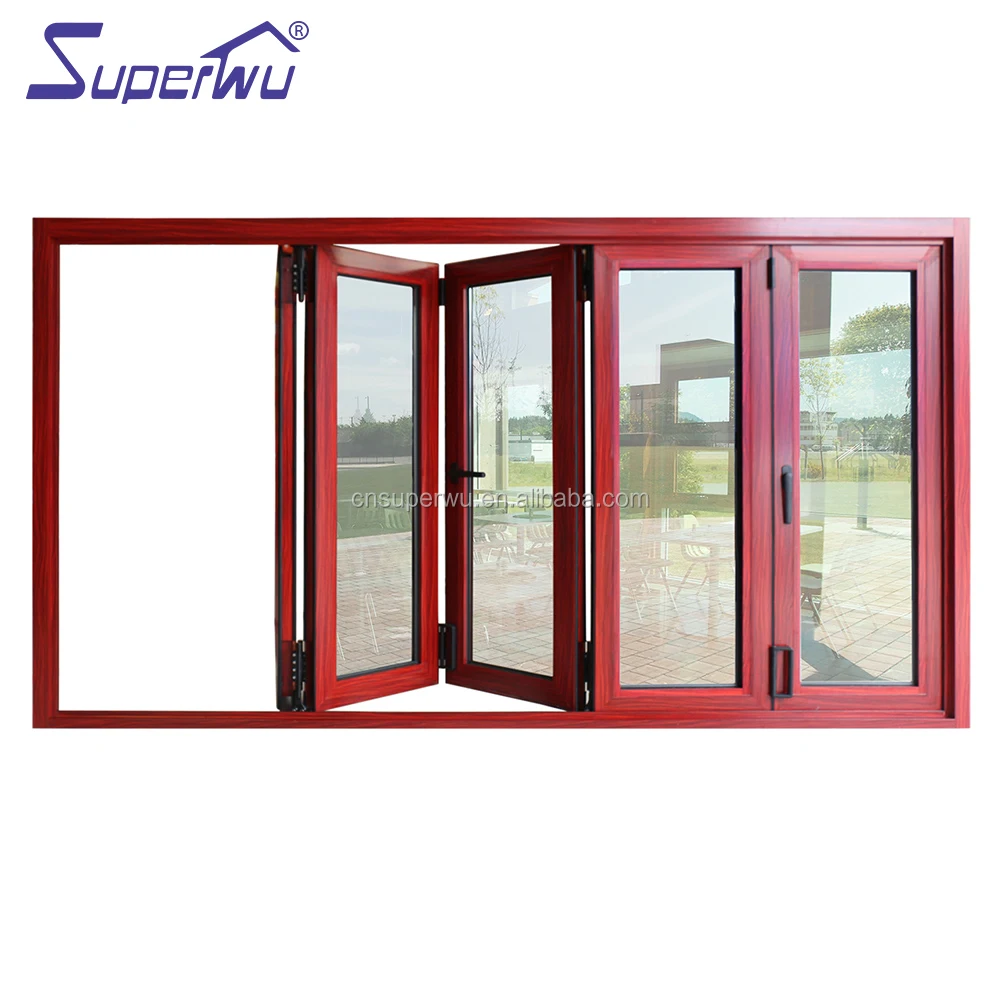 Modern design retractable flyscreen Double Glazed folding windows Aluminium Windows with Australian Standards AS2047