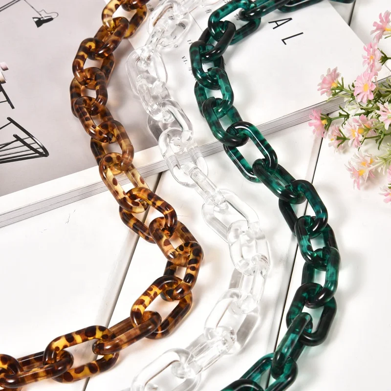 
Fashion Clear U shaped 40*25mm Acrylic Chain Transparent Plastic Resin Chain Necklace Bag Accessories for Women Shoulder bag 