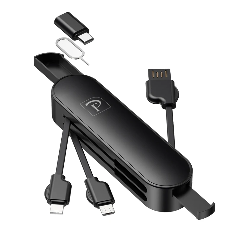 JCX/Folding Knife Mini 3 in 1 With Bracket Charging Micro USB Cable For iPhone Type c Android