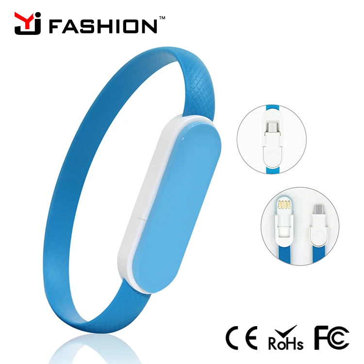 Factory Excellent Mini Flat Bracelet Micro USB 2.0 Charging Data Sync Cable for Android Phones