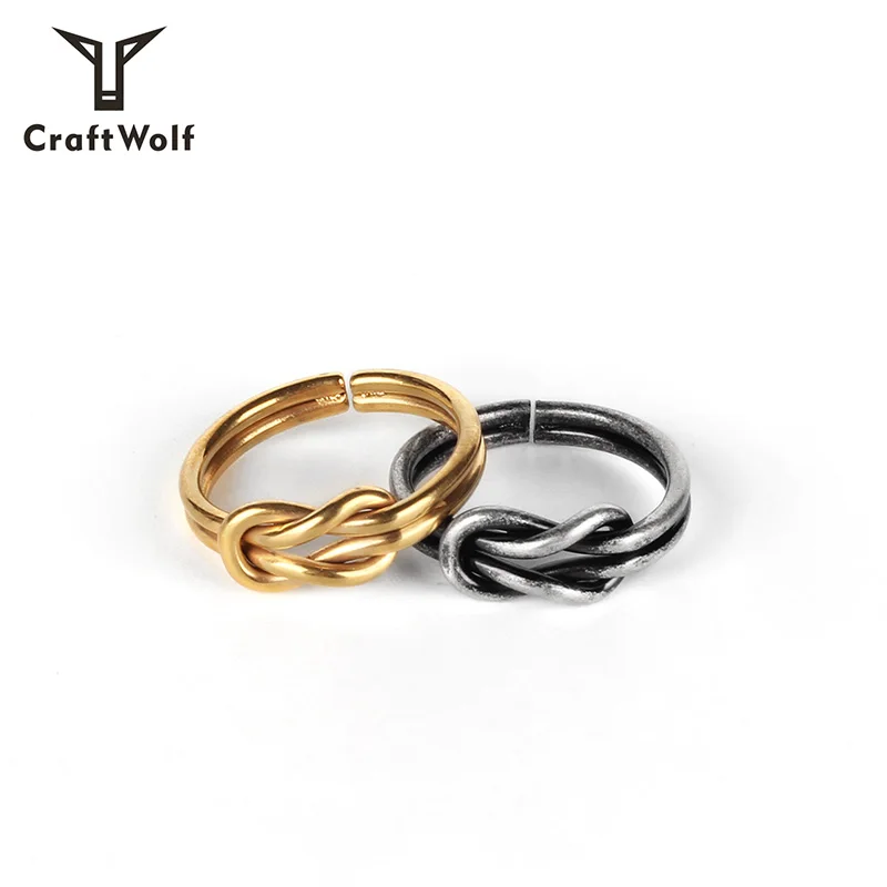 Craft Wolf Fashion Minimalist Jewelry hand made men women custom Vintage silver gold twisted stainless steel finger ring